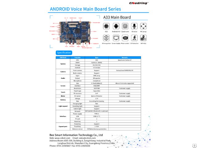 A33 Android Ai Main Board For Robot App Control