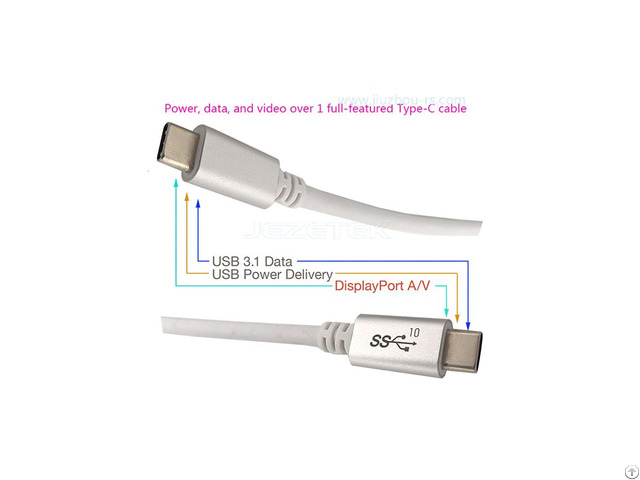 Usb3 1 Gen2 Type C Cable With Al Shell, Supports 100w 20v 5a