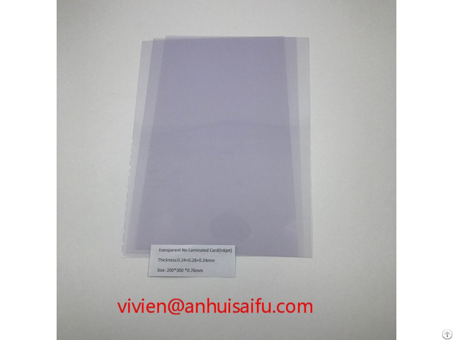 Transparent Pvc No Laminated Card