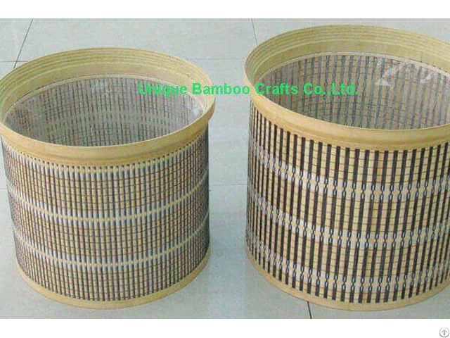 Eco Friendly Bamboo Planter Basket Set Of 2 Pieces With Liner