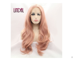 Lindal Handtied Fiber Lacefront Synthetic Wavy Wig For Ladies