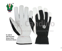 Winter Fleece Leather Mechanics Gloves