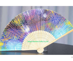 Folding Bamboo Fan With Custom Printed Paper For Gift