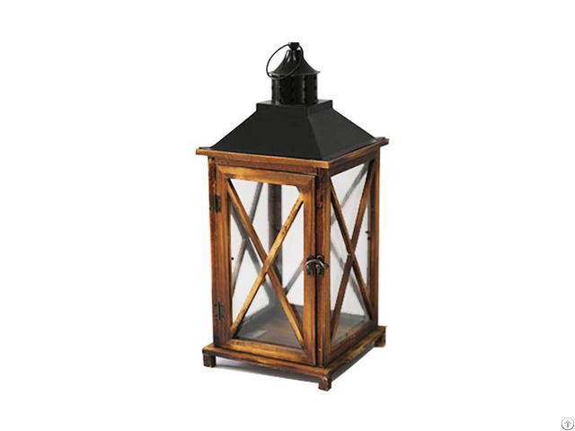 Oem Garden Decoration Lantern Vintage Metal Wood