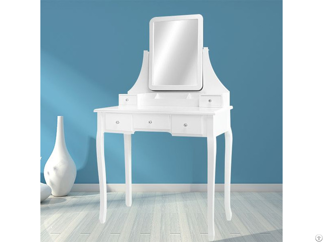 French Modern Wooden Carving Dressing Table With Mirror And Stool