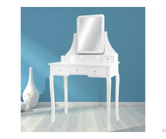 French Modern Wooden Carving Dressing Table With Mirror And Stool