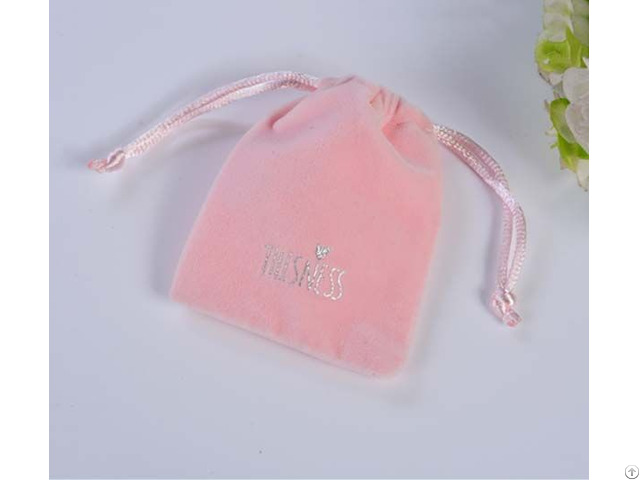 Pink Velvet Jewelry Drawstring Bag