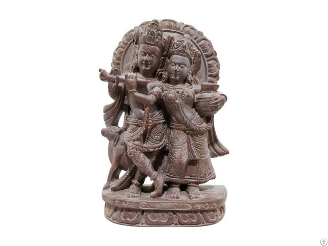 Natural Craft Gitagged Konark Stone Carving Radha Krishna Sculpture