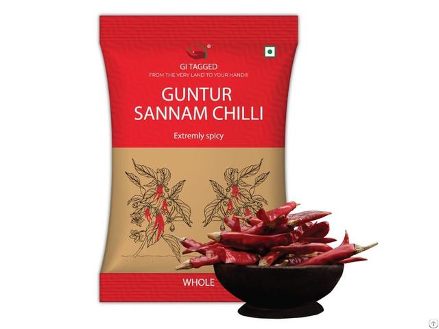 Indian Spices Gitagged Guntur Sannam Chilli Whole 200gms