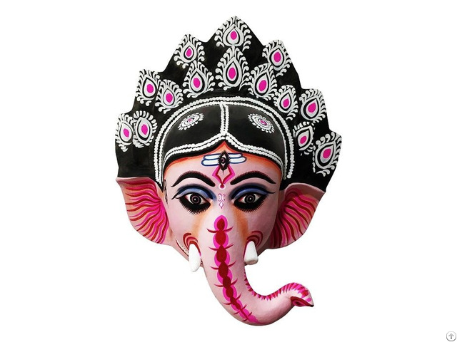 Clay Craft Gitagged Black Pink Ganesha Chhau Mask 1 5 Ft