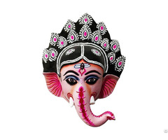 Clay Craft Gitagged Black Pink Ganesha Chhau Mask 1 5 Ft