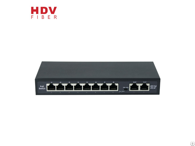 Ethernet Poe Switch 8 Port Ieee802 3at Af Output 48 55v Dc 10 100m