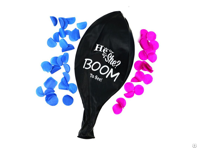 Boomwow 36inch Latex Printed He Or She Gender Reveal Black Balloon