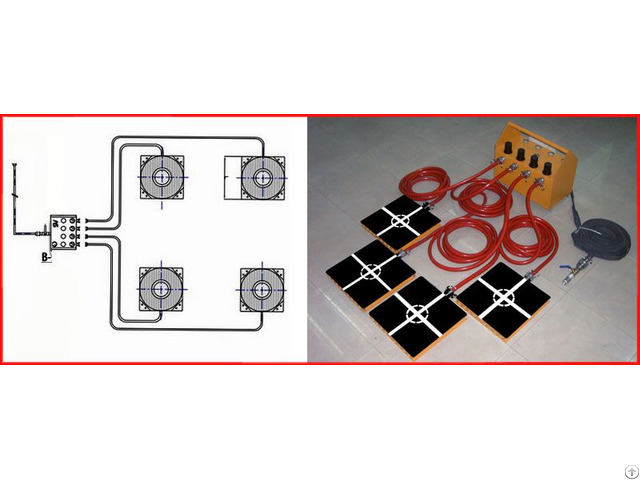 Four Air Casters Applied On Moving And Rigging Heavy Duty Equipment