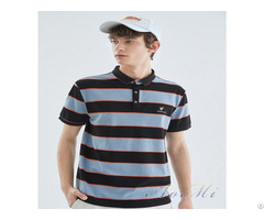 Polo Shirt Trendy Men S Summer New Trend Embroidery Color Striped Knitted Casual Top Aomi R0013