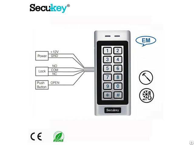 Secukey Waterproof Rfid Door Lock Metal Keypad Reader Access Control