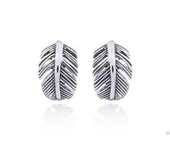 Silver Curly Feather Stud Earrings