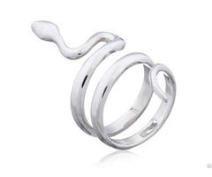 Smooth Coiled Snake Plain Silver Ring
