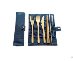 Dinnerware Sets Bamboo Wood Travel Eco Friendly Flatware Camping Cutlery Set
