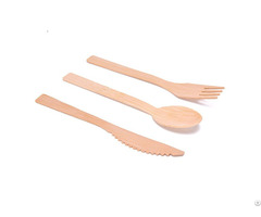 Bamboo Cutlery Set Complete With A Spoon Knife And Fork