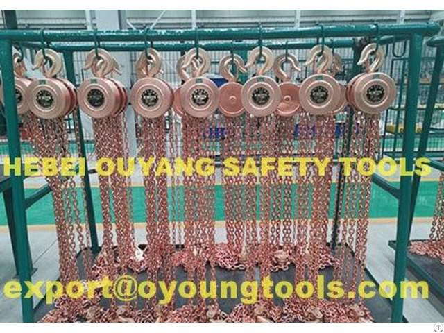 Non Sparking Lifting Chain Hoist Block Range 500 20000kg Atex Copper Beryllium