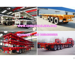 Chinatrailers 3 Axle 40ft Flatbed Container High Bed Semi Trailer For Sale