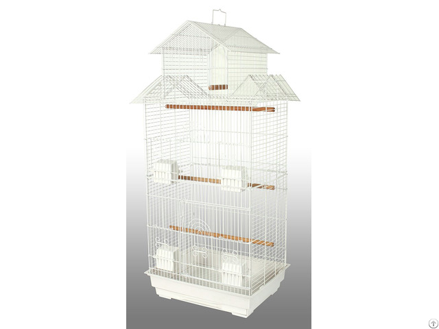 White Medium Size Metal Wire Bird Cage