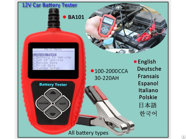 12v Automotive Battery Tester Ba101 Cca Range 100 2000