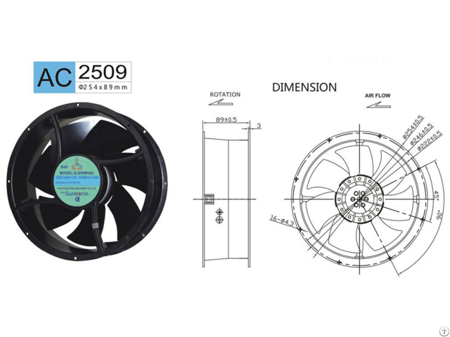 Taiwan Sanju Sj2509ha2 Iron Leaf Fan