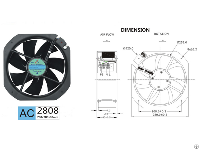 Taiwan Sanju Sj2808ha2 Iron Leaf Fan