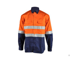 Wholesale High Visibility Cotton Men S Long Sleeve Work Shirt With Reflective Strips