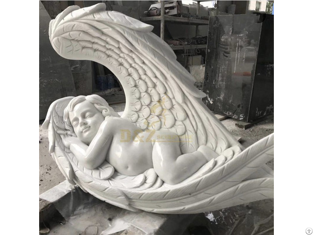 Open Wings Serene Baby Angel White Headstones