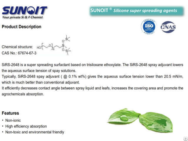 Cas No 67674 67 3 Silicone Super Spreading Adjuvant Sirs 2648