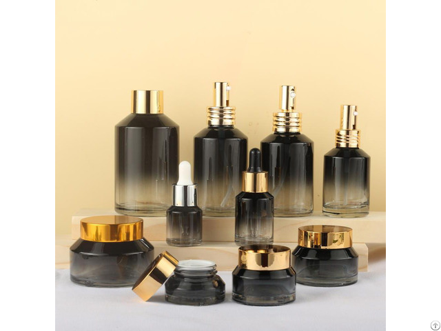 Latest New Design Round Square Perfume Glass Bottle Cosmetic Set With Pump