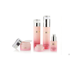 Fashionable 30ml Pink Skin Care Glass Bottlte Lotion Bottles Set With Pump