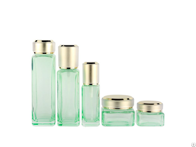 Popular Square Lotion Bottles Skin Care Containers Sets Glass Cosmetic Bottle Set