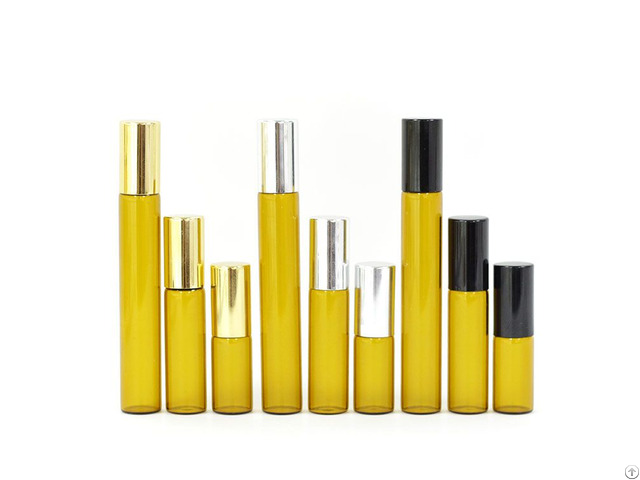 Wholesale 5ml Perfume Or Essential Oil Glass Roll On Bottle With Black Gold Sliver Cap