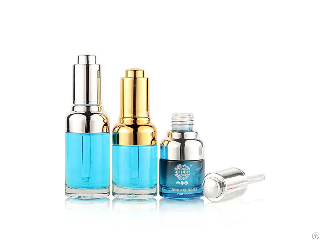 High Quality Cosmetic Transparent 20ml 30ml Gold Dropper Serum Bottle