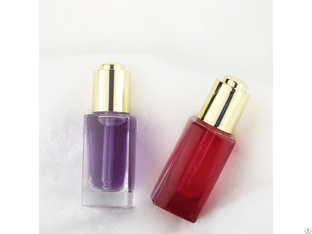 Latest New Design 30ml Colored Frosted Square Glass Serum Bottle