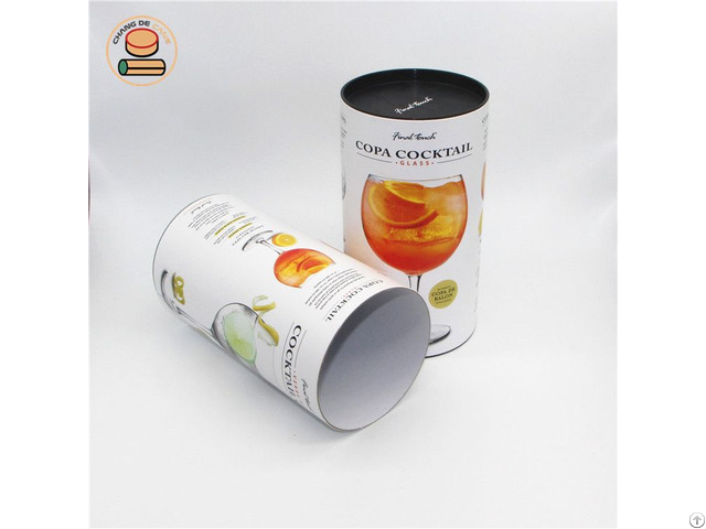 Custom Inner Pe Plug Lid Paper Tube For Wine Glass Packaging With Plastic Cap Both Ends