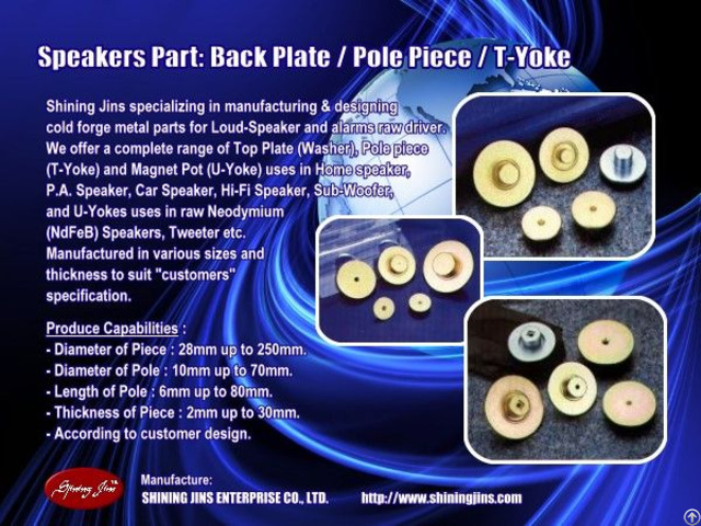 Speaker Parts Back Plate And Pot Yokes Made In Taiwan