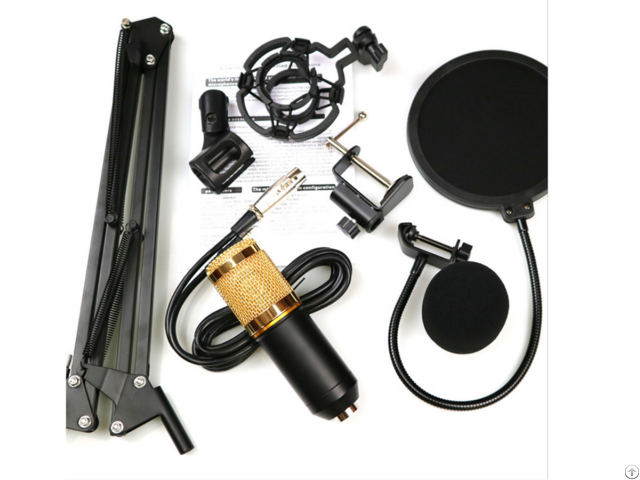 Condenser Microphone Kit Bm800 With Pop Filter Shock Mount Arm Stand