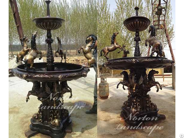 Bronze Fountain With Horse Statues