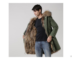 Meifng Classic Design Winter Parka Long Army Green Jacket For Men With Natural Raccoon Fur Lining