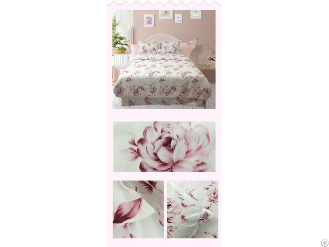 Classic Sizes White Flower Linen Duvet Cover Set