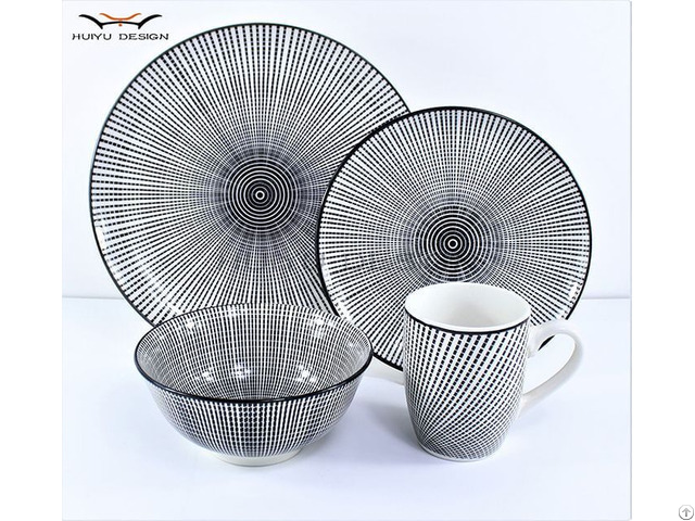 Fine Porcelain Pad Printing 16pcs Dinner Set