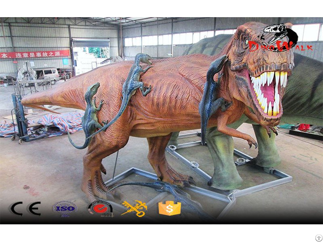 Huge Animatronic T Rex Fighting Velociraptor For Dinosaur Park