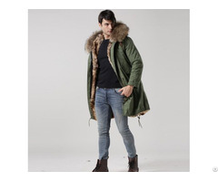 Wholesale Long Style Natural Color Coat For Men Rex Rabbit Fur Parka Winter