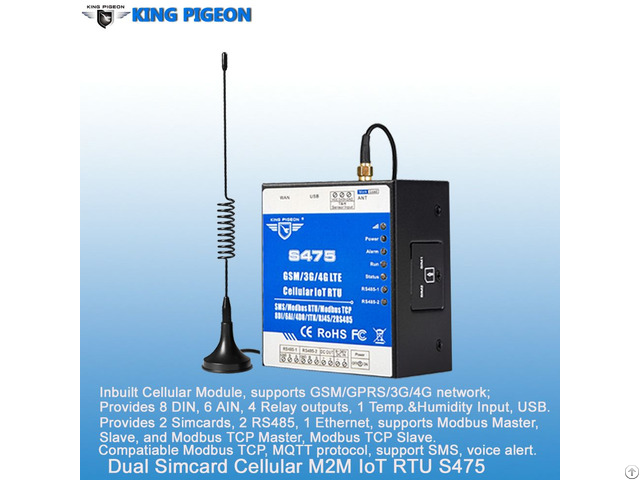 S475 4g Wireless Industrial Modbus Rtu Mqtt Gateway With Ai Di Do Relay