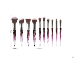 10pcs Premium Makeup Brush Set With Crystal Handle Complete Synthetic Kabuki